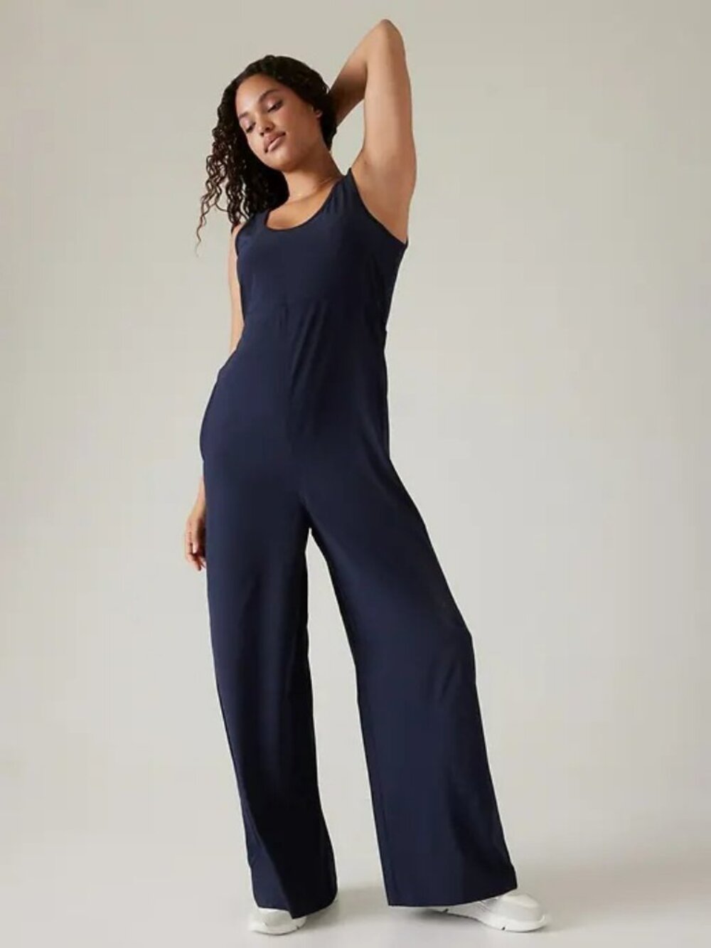 Athleta Passenger Wide-Leg Jumpsuit, Navy Blue, LP Large Petite